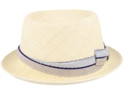 Leonardo Panama Blue/Beige Band Straw Hat