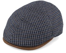 Broker 32 Wool Mix Blue Check Flat Cap - MJM Hats
