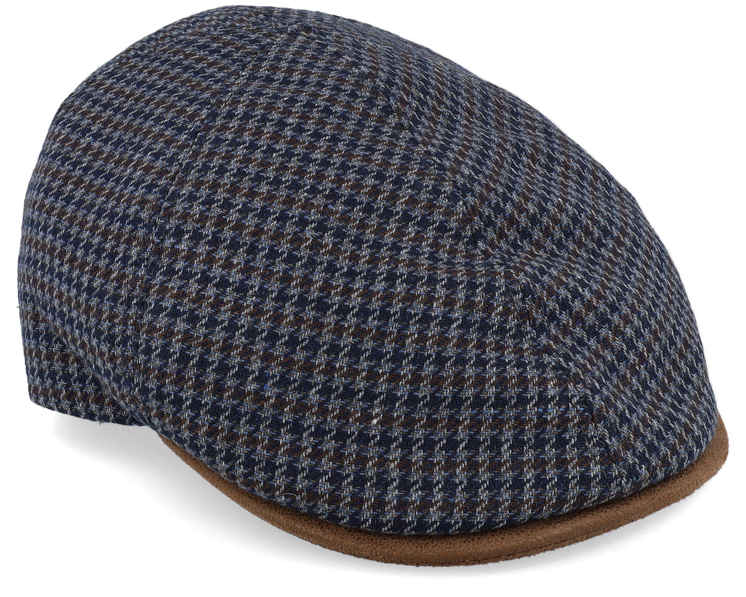 Broker 32 Wool Mix Blue Check Flat Cap