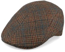 Daffy 3 32 Virgin Wool Brown Check Flat Cap - MJM Hats