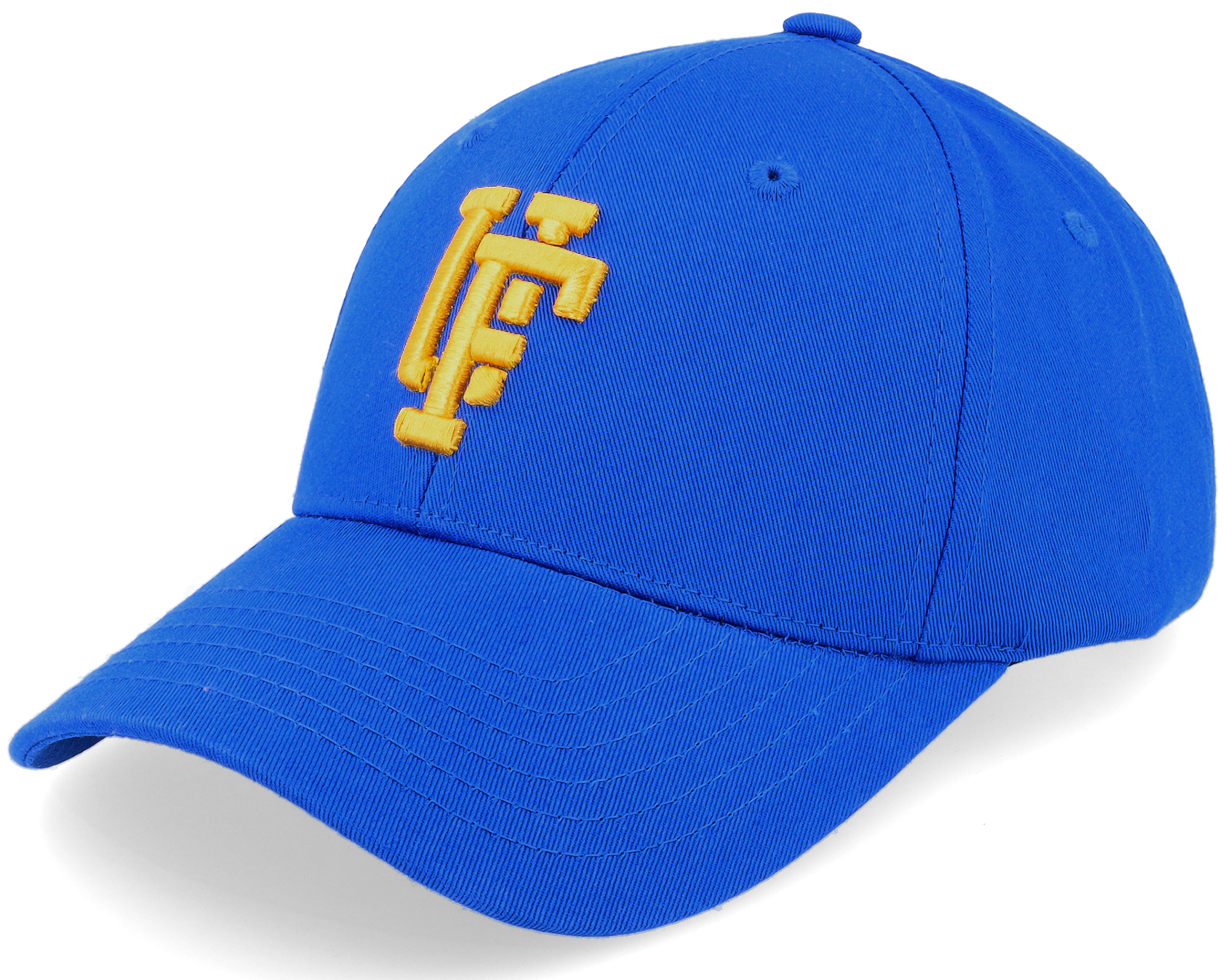 blue and yellow baseball hat