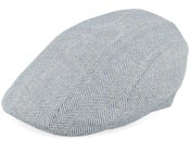 Maddy Organic Wool/Silk Mix Blue Herringbone Flat Cap