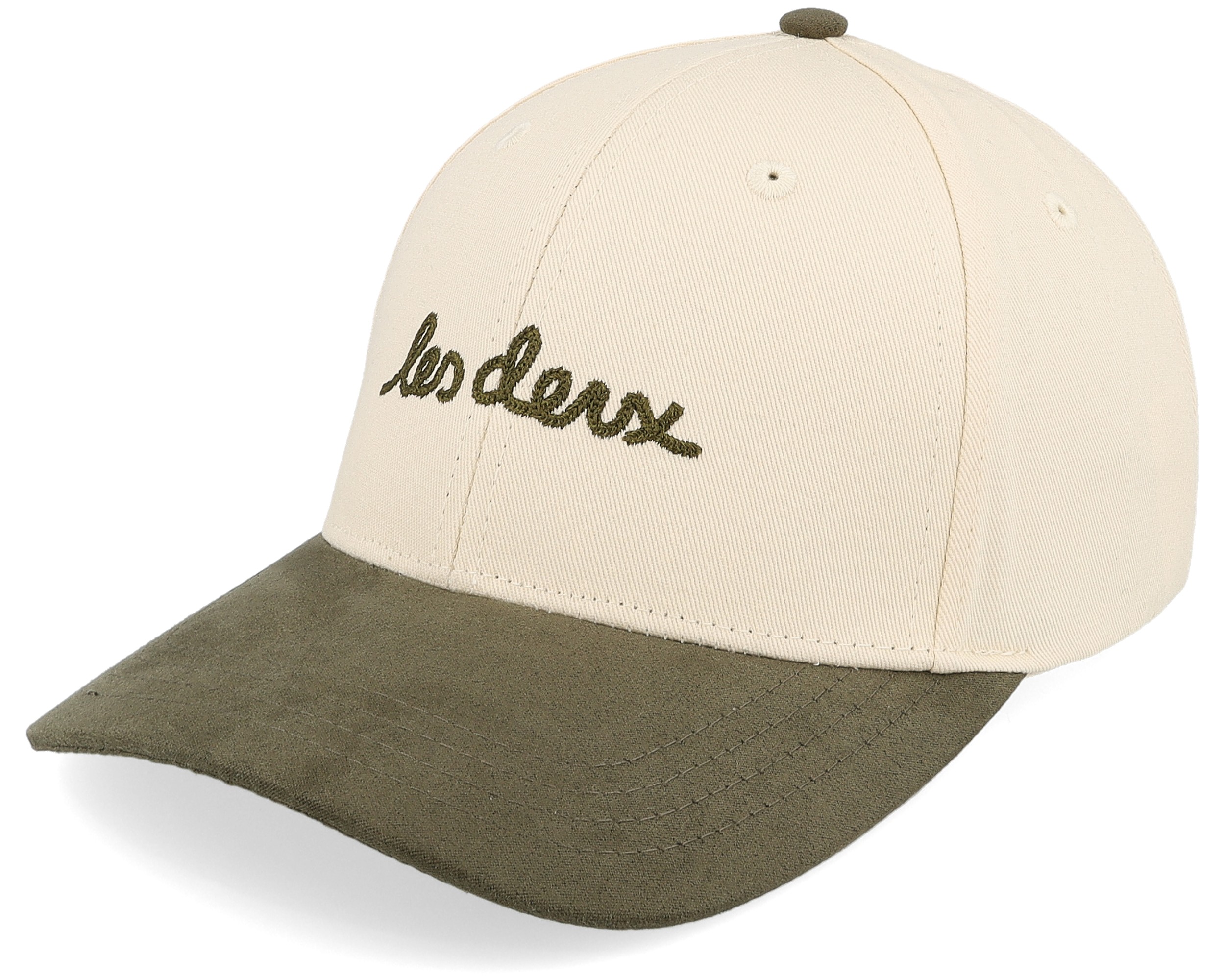 Brad Contrast Suede Baseball Cap Ivory/Olive Adjustable