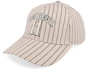 Blake W Pinstripe Baseball Cap Dark Sand Adjustable