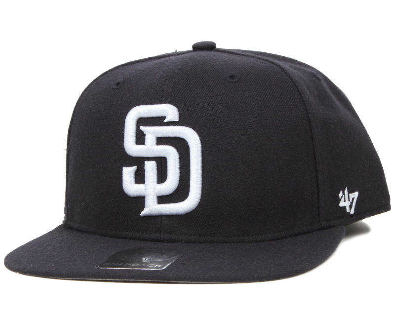 San Diego Padres '47 Black on Black Sure Shot Captain Snapback Hat