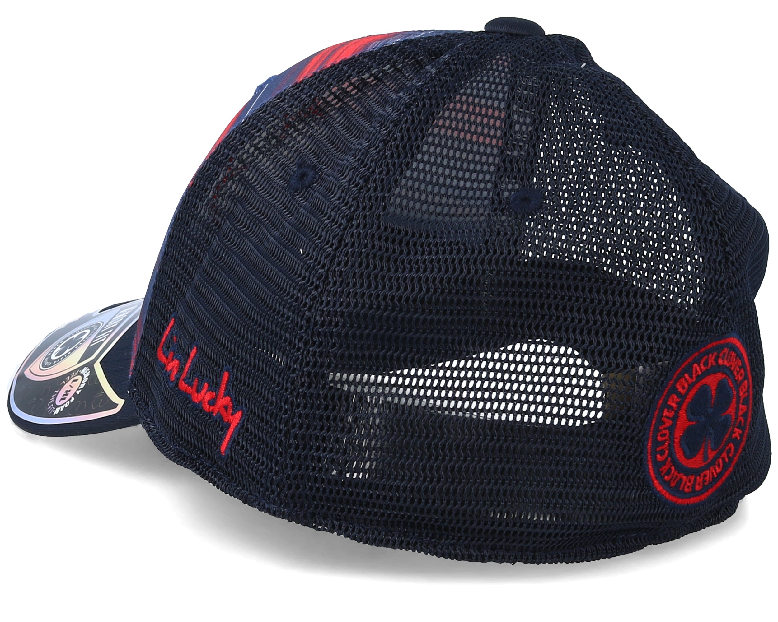 S/M BLACK CLOVER BC Fly Knit 1 Navy/Red Snapback Hat