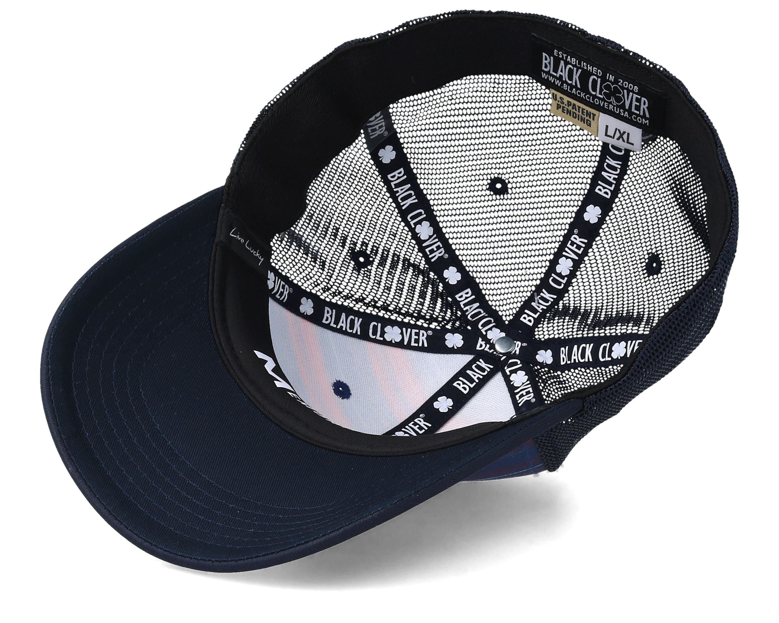 S/M BLACK CLOVER BC Fly Knit 1 Navy/Red Snapback Hat