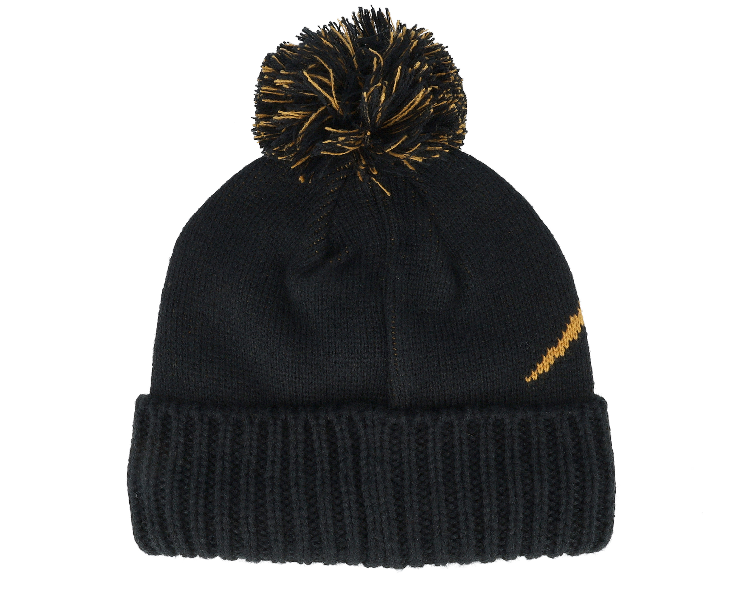 Intarsia Knit Black/Yellow Pom Bauer