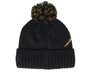 Intarsia Knit Black/Yellow Pom Bauer