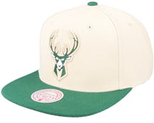 Milwaukee Bucks Core Basics Snap Cream/hunter Green Snapback - Mitchell & Ness