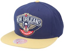 New Orleans Pelicans Wool 2 Tone Navy/Beige Snapback - Mitchell & Ness