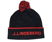 Stripe Beanie Black Pom