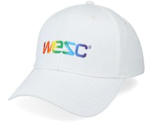 Rainbow Embroidered Logo Baseball Hat White Adjustable - Wesc