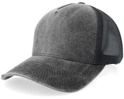Distressed Black Pigment Washed A-frame Trucker
