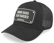 Work Hard Black Trucker - John Hatter & Co