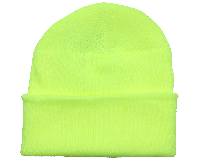 fluorescent yellow beanie