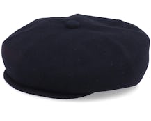 Wool Hawker Black Flat Cap - Kangol