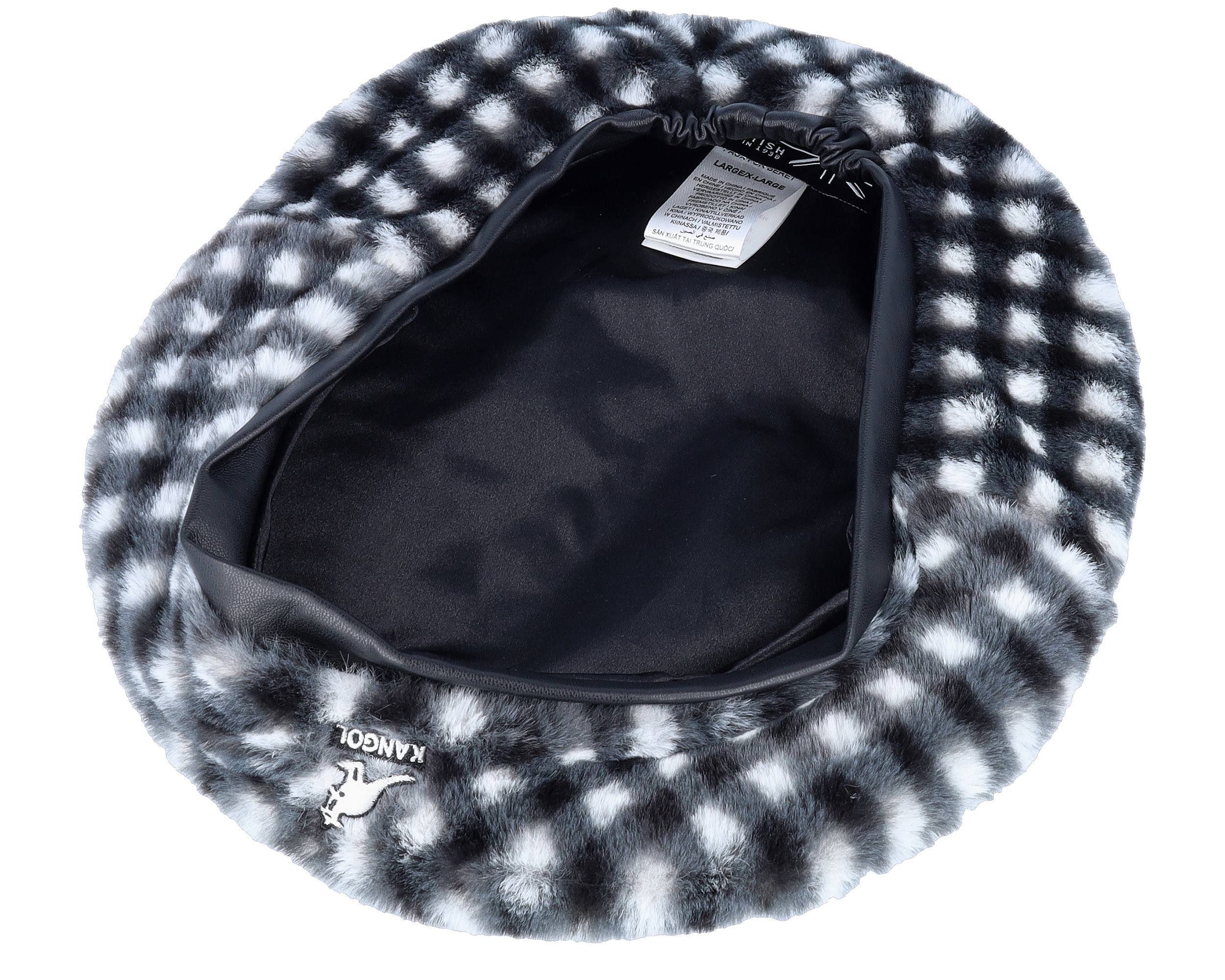 Faux Fur Gingham Black/White Beret - Kangol | Hatstoreworld.com