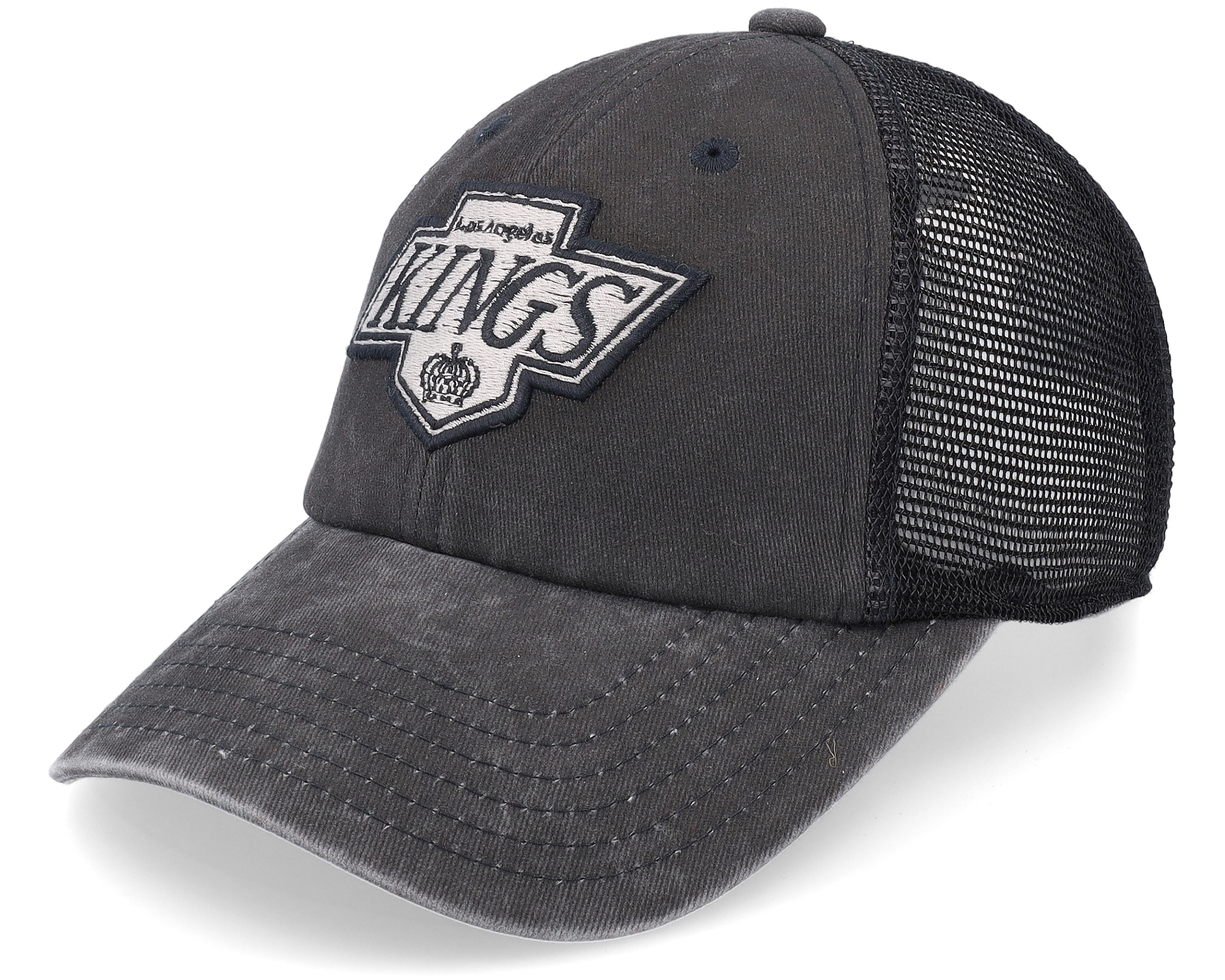 American Needle Boston Bruins Black Raglan Bones Trucker Hat