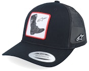 Booted Hat Black/Black Trucker