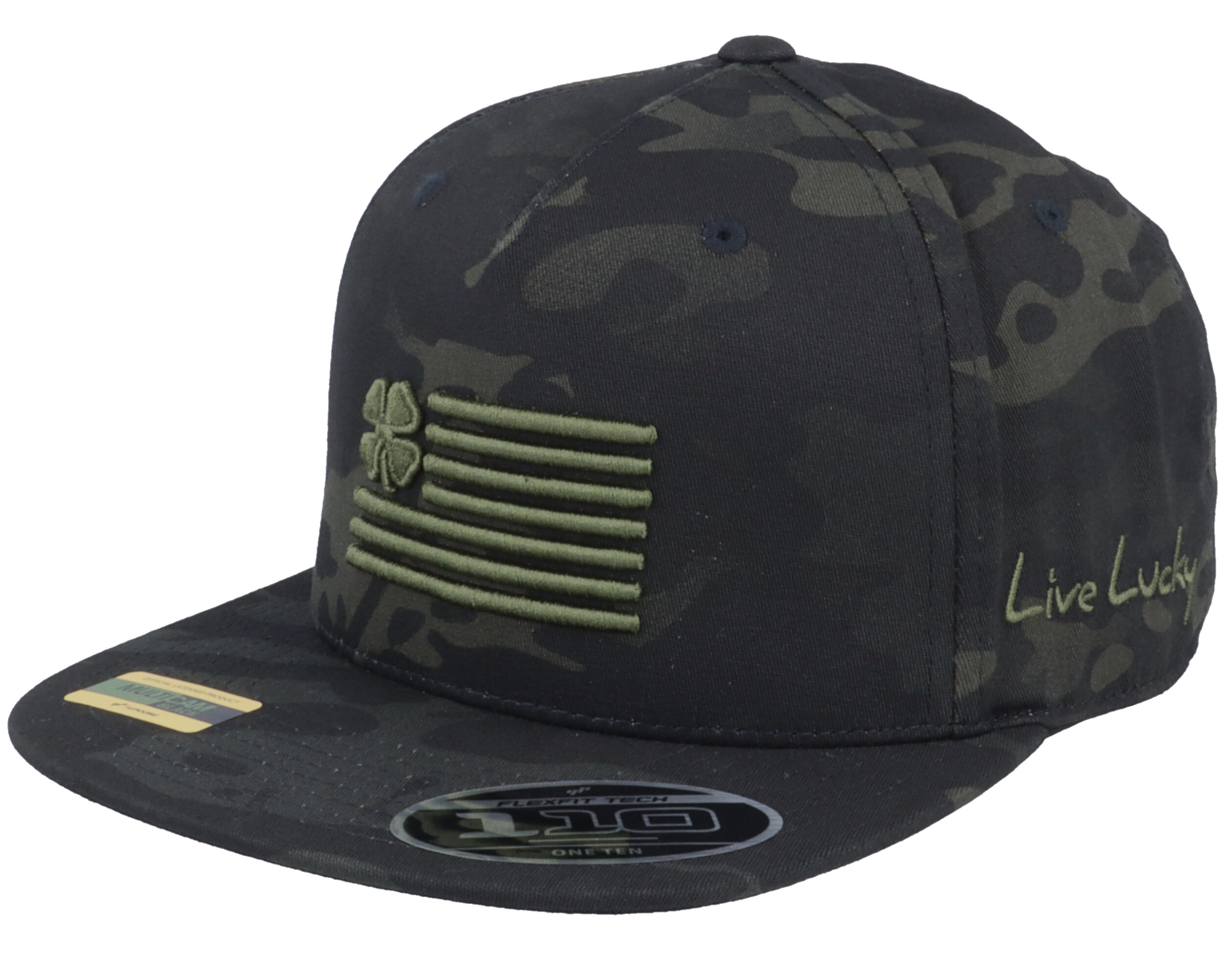 Multi Camo Natio Black Camo/Olive Embroi Flag Snapback - Black Clover ...