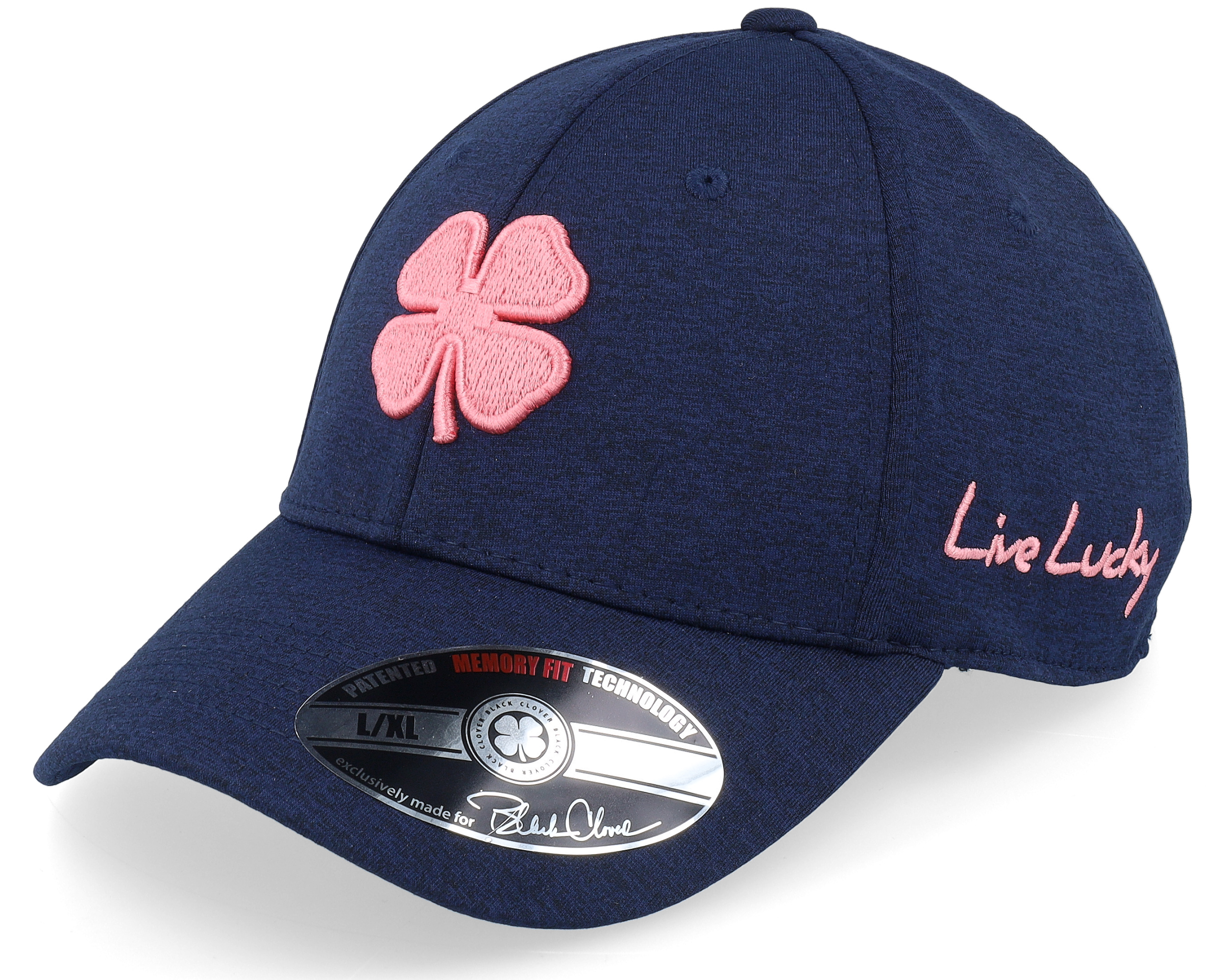 Lucky Heather Rose Navy/3D Rose Clover Flexfit - Black Clover 棒球