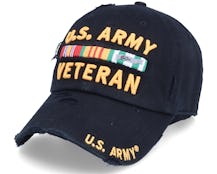US Army Veteran Vintage Washed Cotton Black Dad Cap - U.S. Army