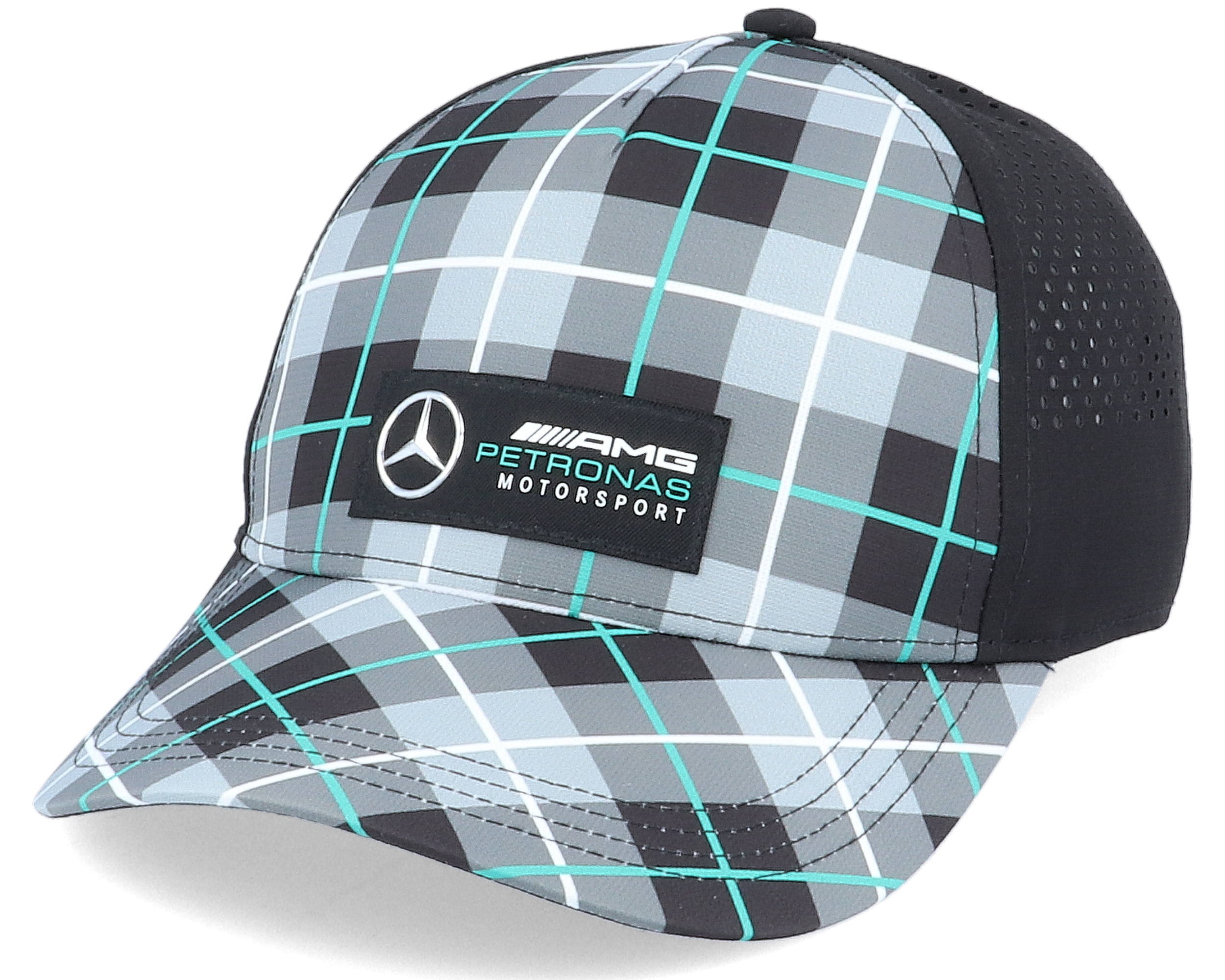 Mercedes Logo Cap Checkered Grey/Black Adjustable - Formula One cap ...