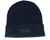 Patch Chunky Rib Cotton Beanie Dark Sapphire Cuff
