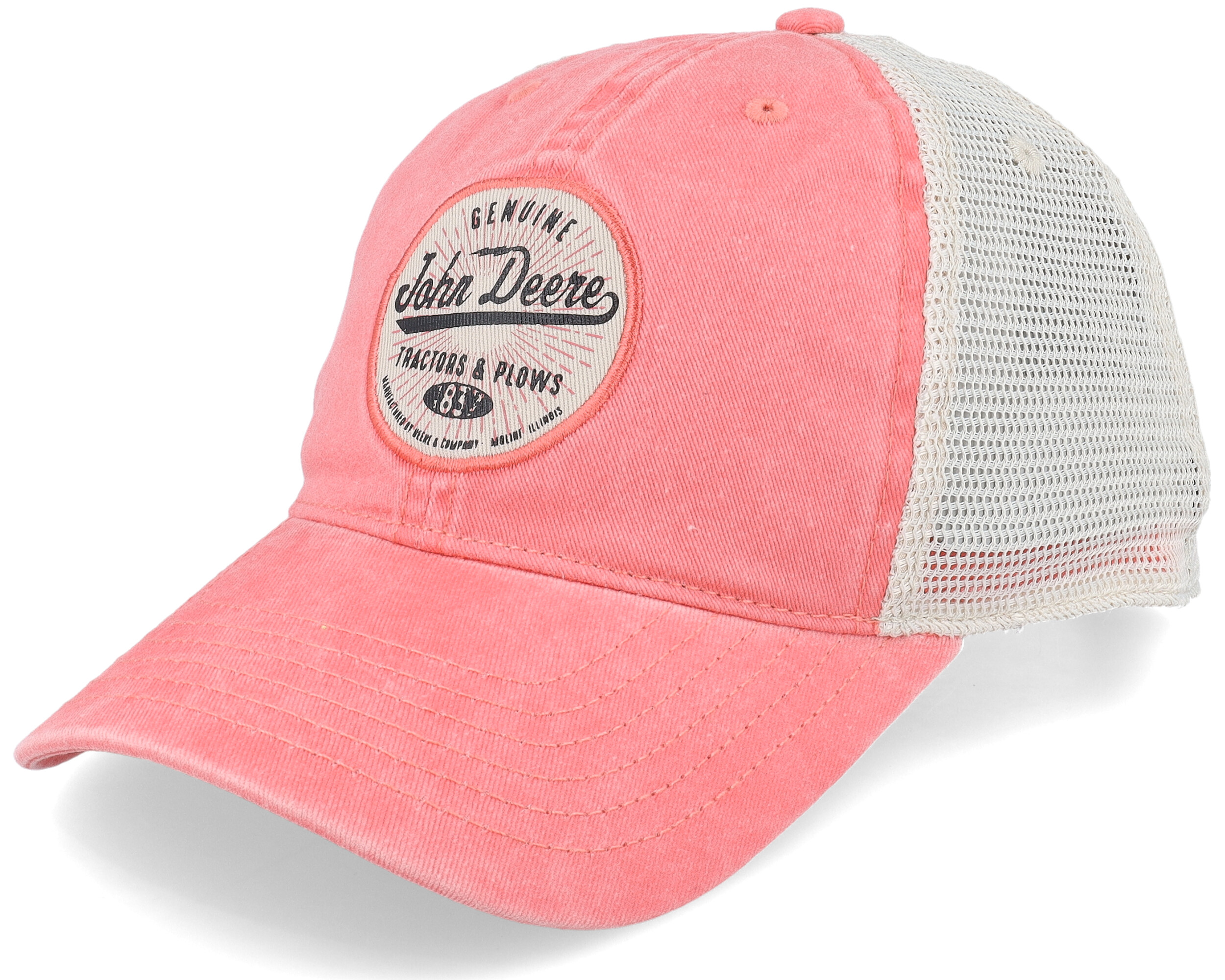 Twill/Mesh Sueded Logo Pink/Off-White Dad Cap Trucker - John Deere Keps ...