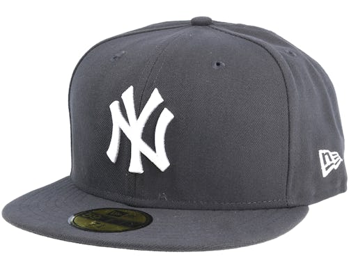 New Era - MLB Grey fitted Cap - New York Yankees MLB Basics Graphite/White 59Fifty Fitted @ Hatstore