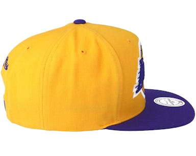 LA Lakers XL Logo 2 Tone Yellow Snapback - Mitchell & Ness