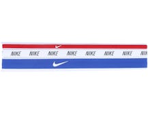 3 Pack Mixed Gym Red/White/Game Royal Headbands - Nike