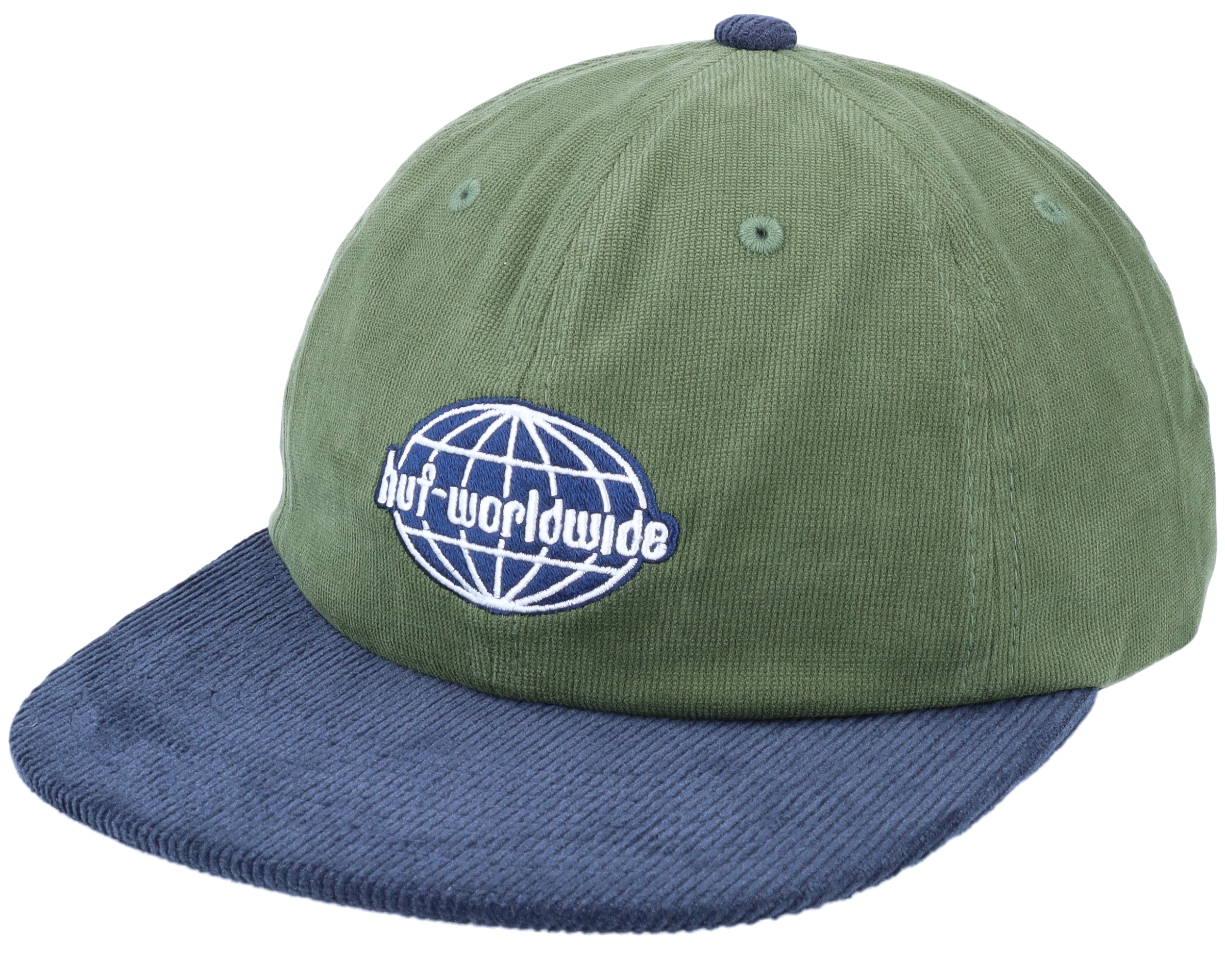 Global Corduroy 6 Panel Hat Basil Snapback - HUF cap | Hatstore.com