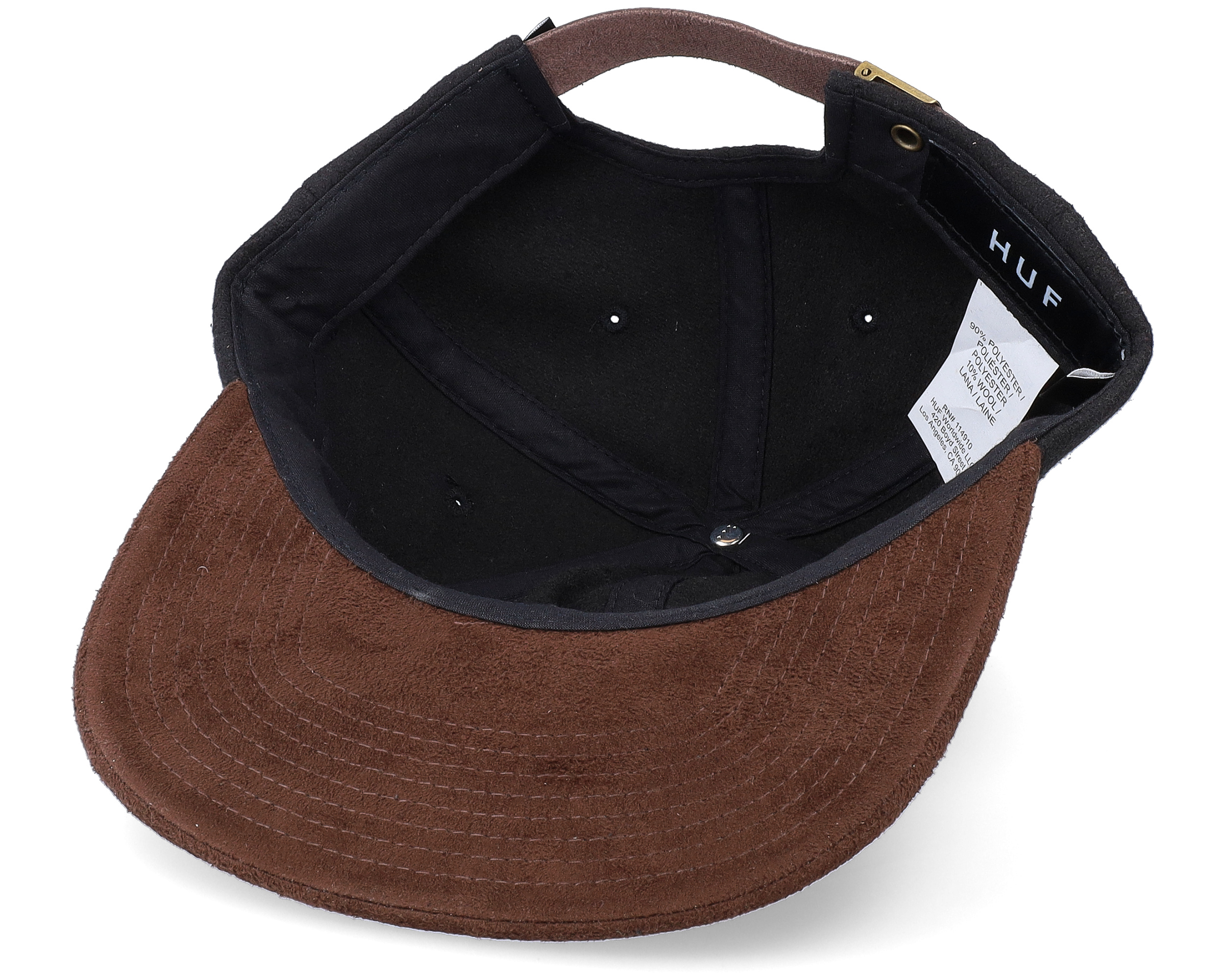 Crown 6 Panel Hat Black Strapback - HUF | Hatstoreworld.com