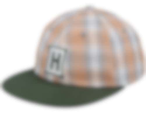 Plaid 6 Panel Hat Orange Strapback - HUF