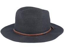 Wesley Packable Black Fedora Straw Hat - Brixton