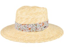 Joanna Short Brim Hat Honey/White Floral Straw Hat - Brixton