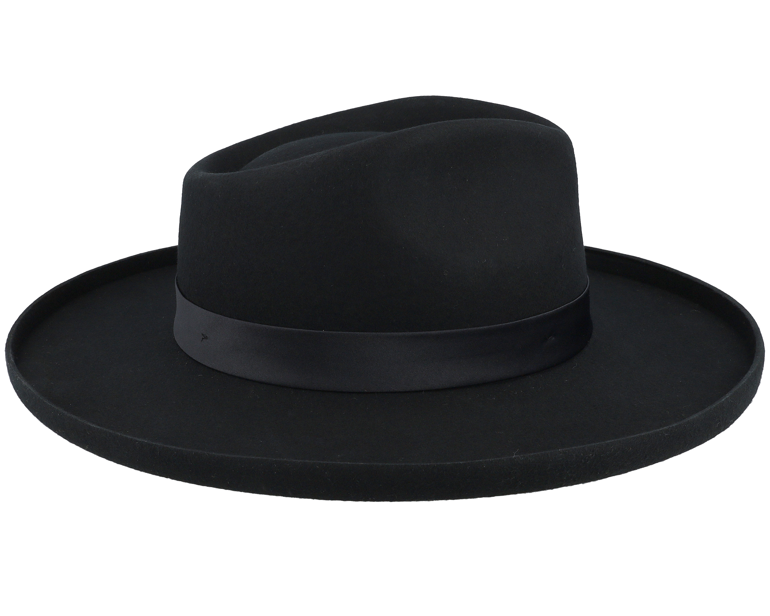 Victoria Felt Black/Black Satin Fedora