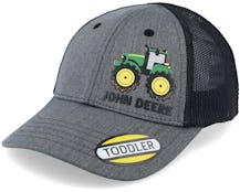 Kids Toddler 3d Rubber Tractor Print Cap Black/Grey Trucker - John Deere
