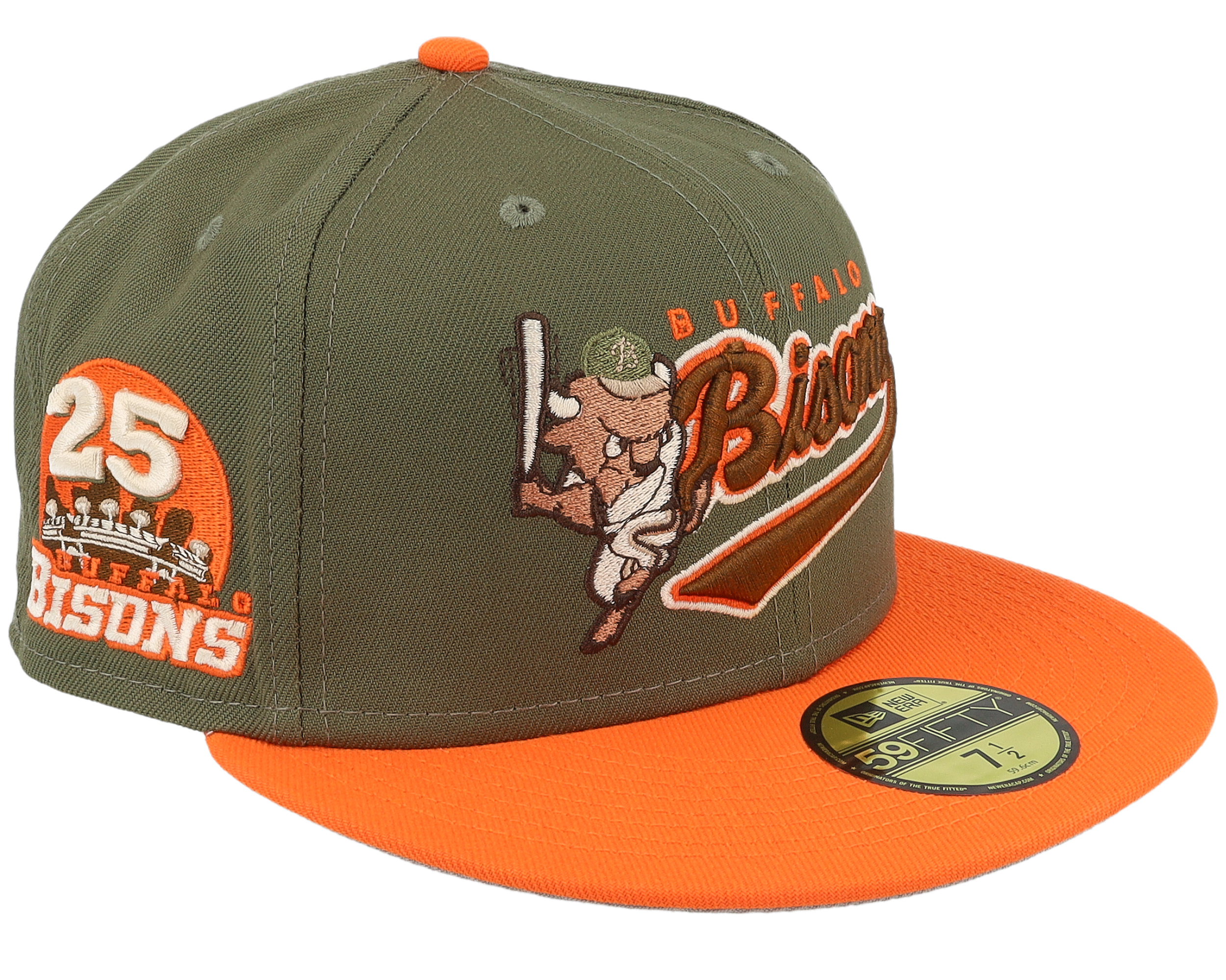 New Era - MiLB Green fitted Cap - Buffalo Bisons MiLB Alert 59FIFTY Olive/Orange Fitted @ Fitted World By Hatstore