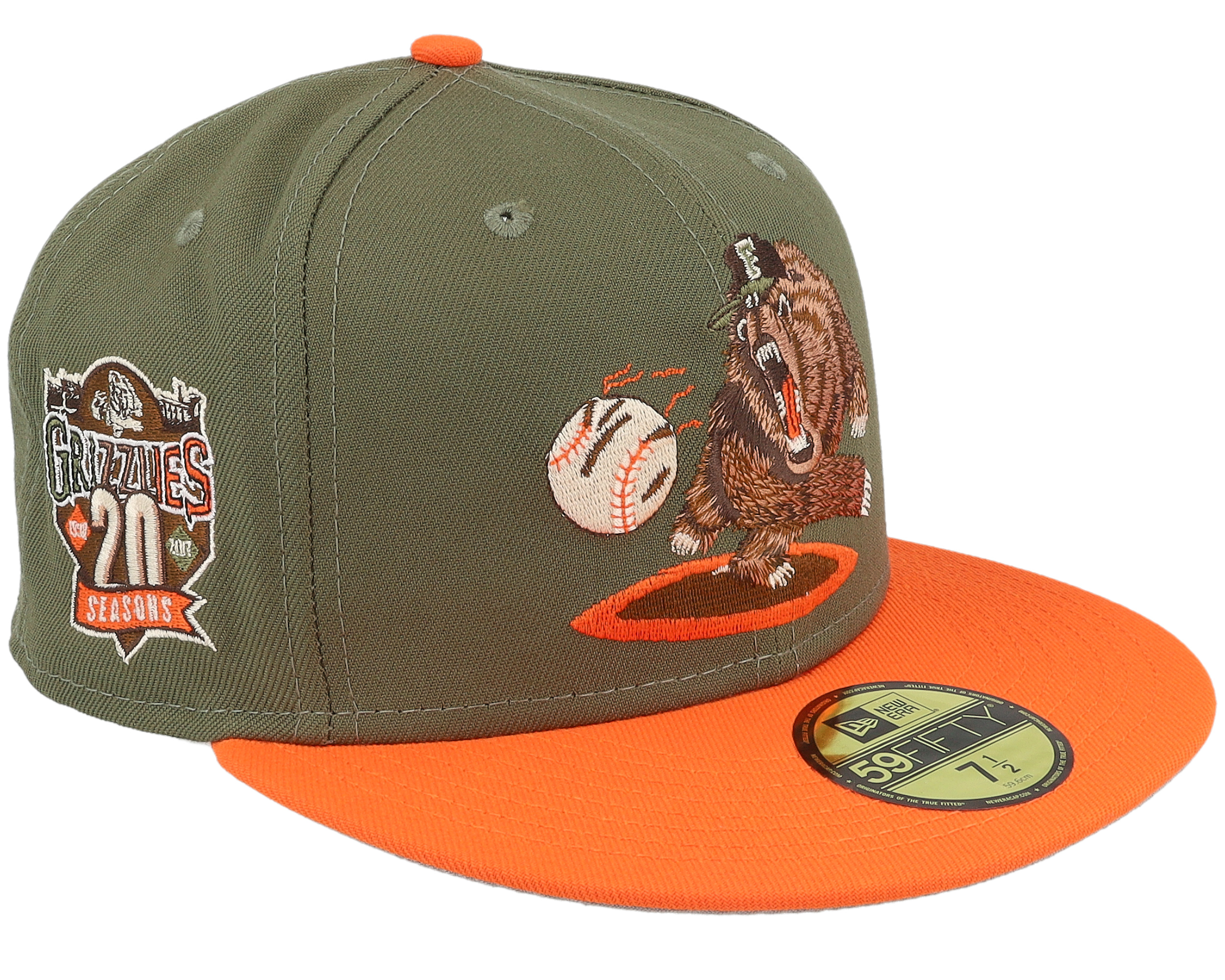 Fresno Grizzlies MiLB cap 59FIFTY Fitted Era - Olive/Orange New Savanna
