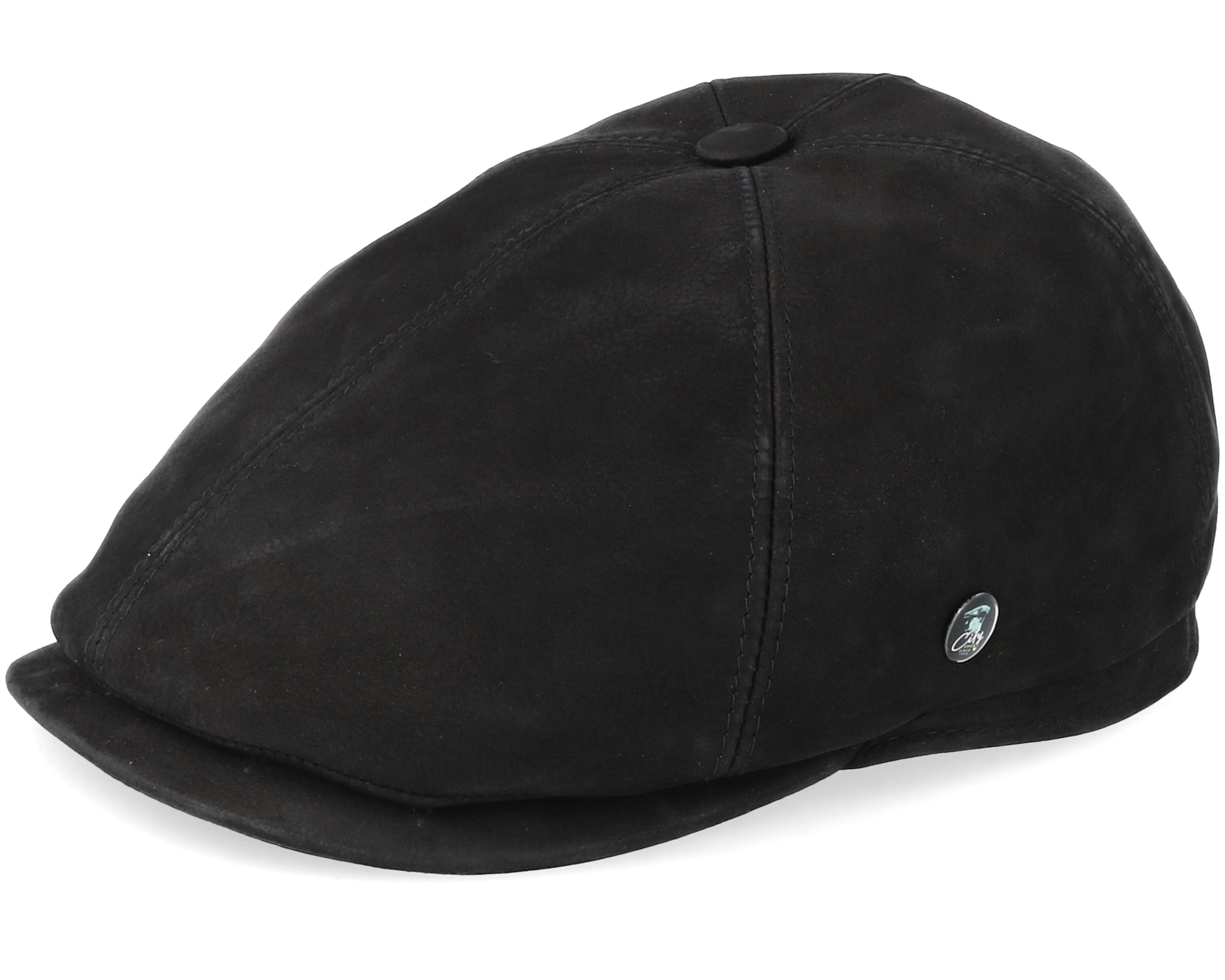 Leather Black Flat Cap City Sport cap