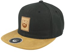 Logo Patch Black/Suede Snapback - Bearded Man