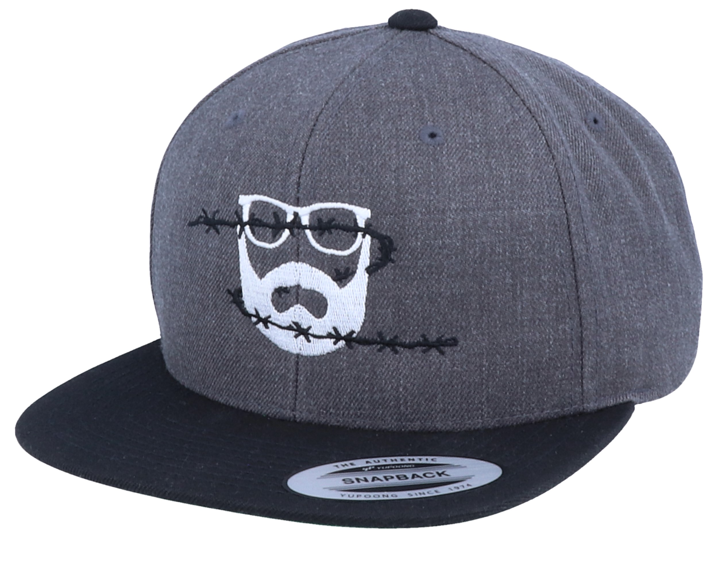 Caps Wire Logo Charcoal/Black Snapback - Bearded Man