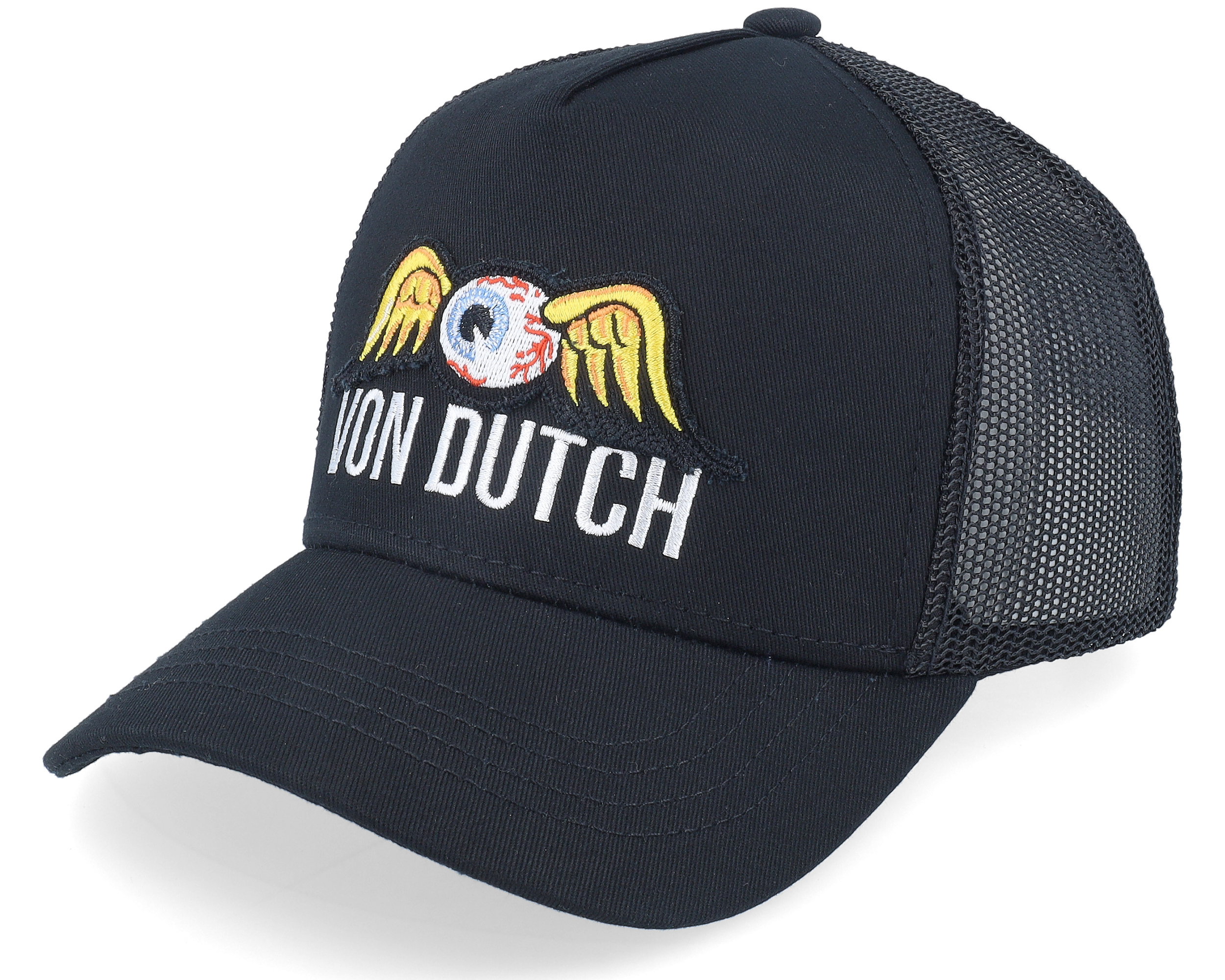 Flying Eye Patch Black/Black Trucker - Von Dutch cap | Hatstoreworld.com