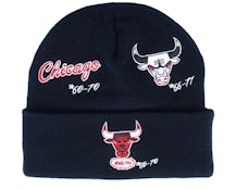 Chicago Bulls Time Line Knit Beanie HWC Black Cuff - Mitchell & Ness