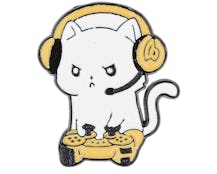 Gamer Cat White Metal Enamel Pin - Cap Pins