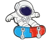 Skating Astronaut White/Blue/Red Metal Enamel Pin - Cap Pins