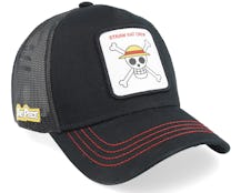 One Piece Straw Hat Crew Black Trucker - Capslab